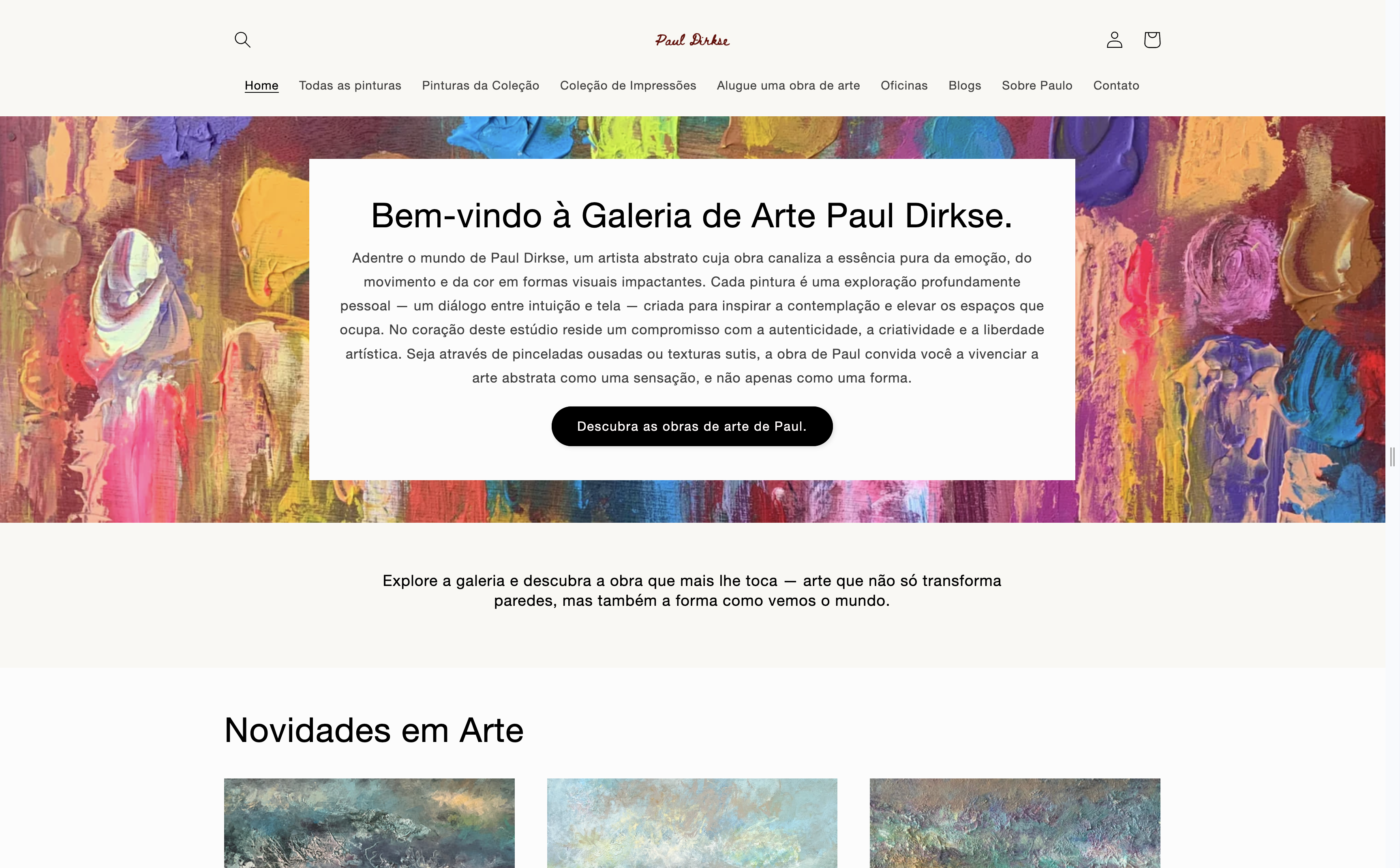 Homepage da loja online Paul Dirkse